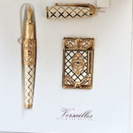 S.T. Dupont Versailles limited edition set with gold fountain pen and lighter in original presentation box