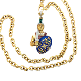 Warrior Pendant Necklace | 18K Gold | Enamel & Diamonds
