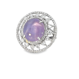 Lavender Purple Star Sapphire Cabochon 17,15ct Cocktail Ring in White Gold