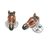 Deakin & Francis Horse Head Cufflinks in Sterling Silver with Enamel