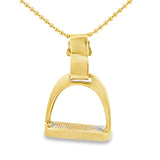 Yellow Gold Equestrian Stirrup Pendant Necklace with chain