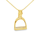 Yellow Gold Equestrian Stirrup Pendant Necklace with chain