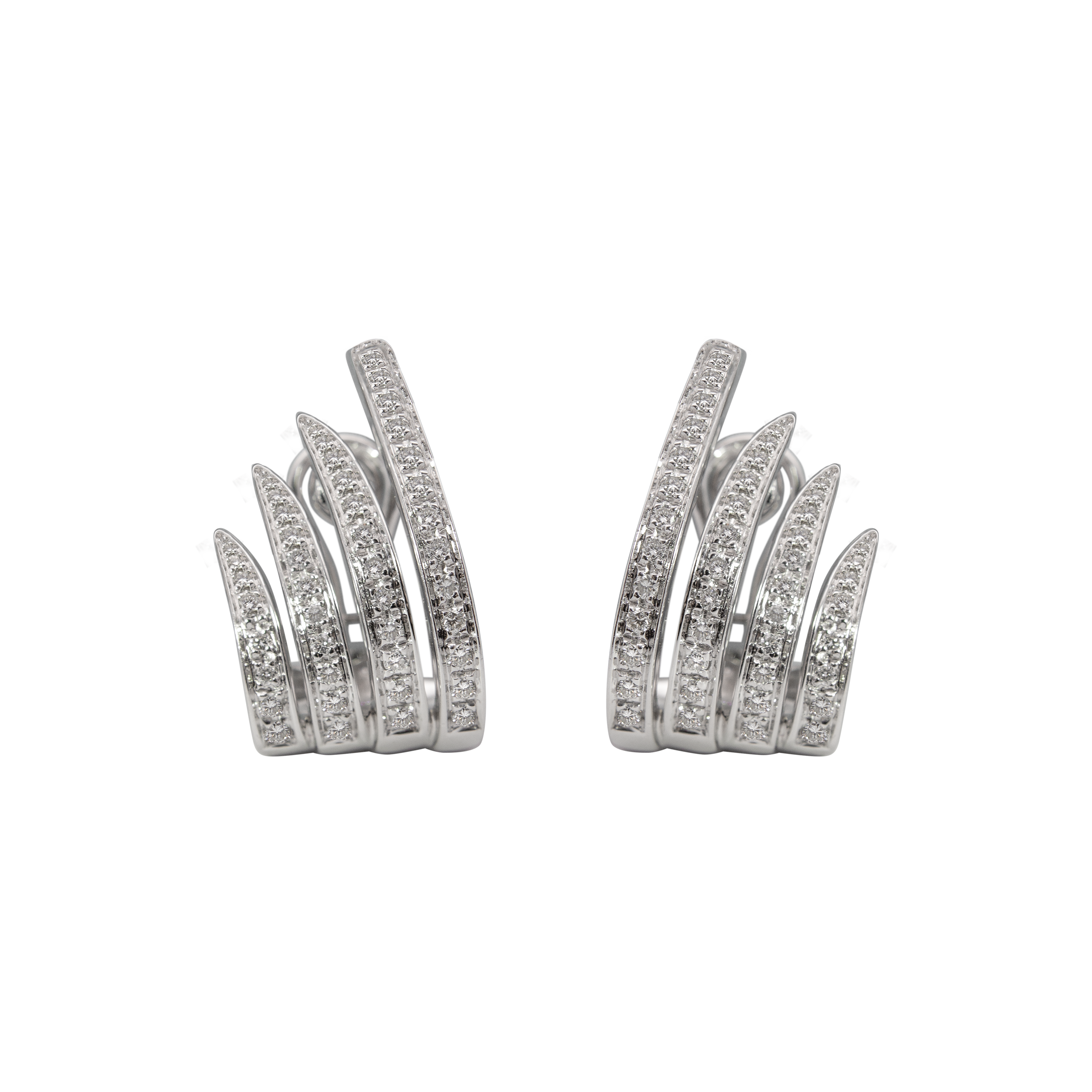 Stefan Hafner white gold diamond earrings multi-line curved luxury design