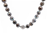 Pearl Necklace with Sparkle Ball Clasp