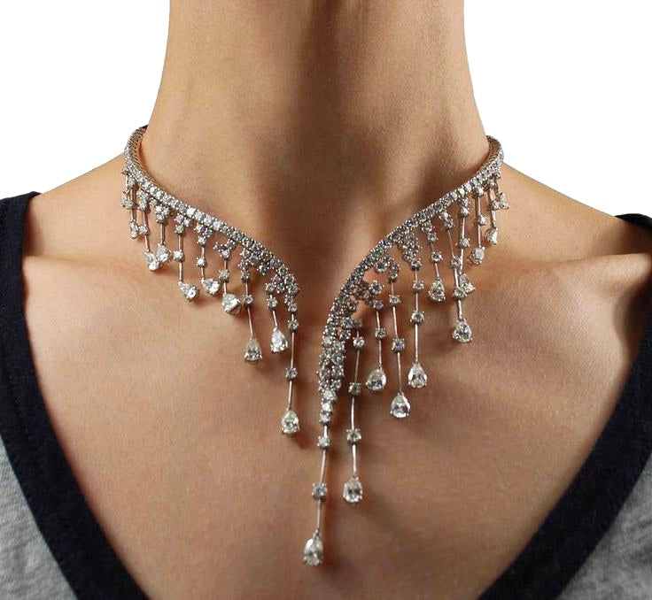Hafner 18K white gold diamond collier necklace with natural brilliant diamonds