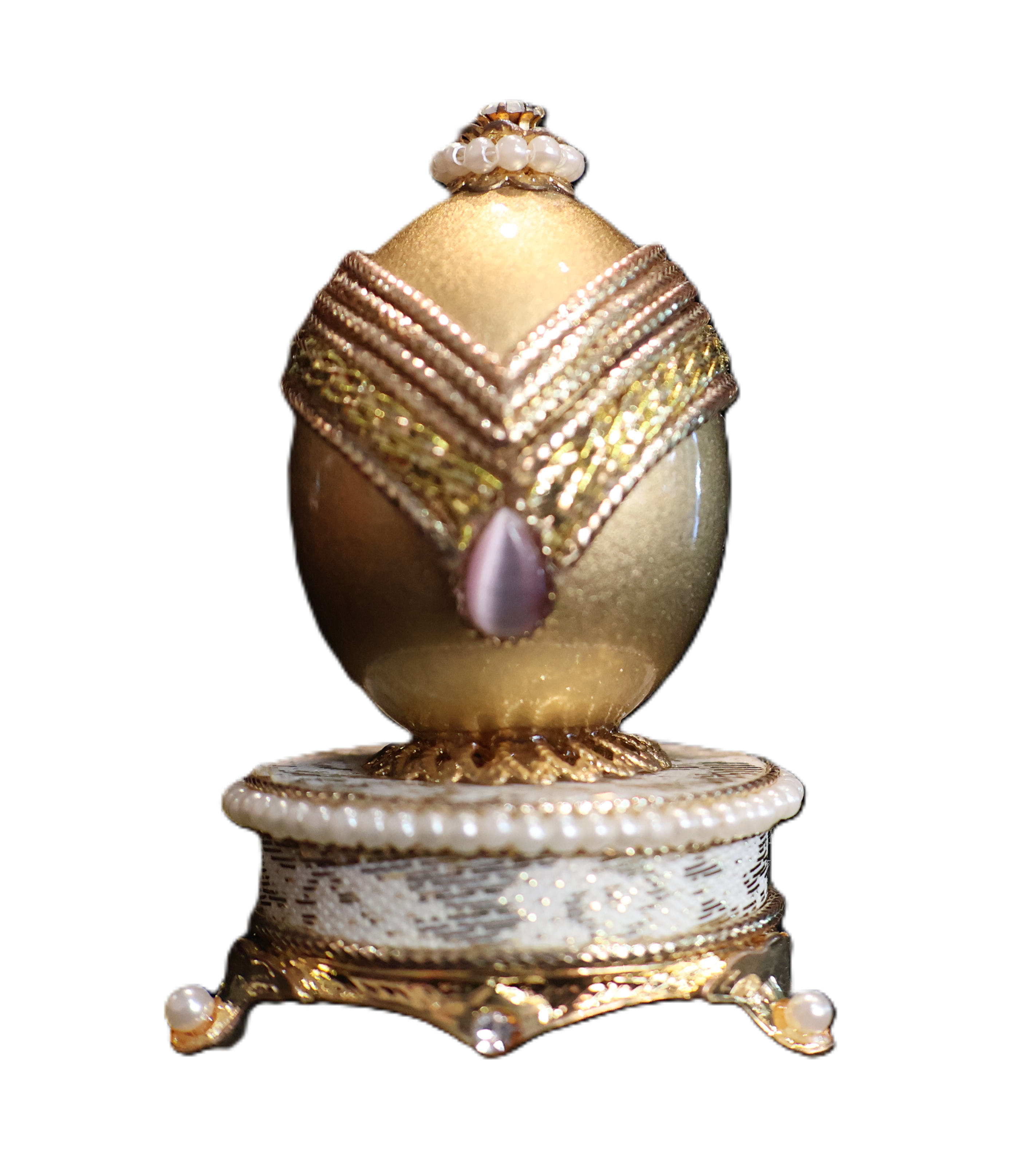 luxury gold ostrich egg jewelry box handmade Italy Almaz Vienna