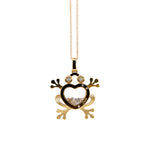Ice Link 18k rose gold frog pendant with diamond details and heart design luxury charm