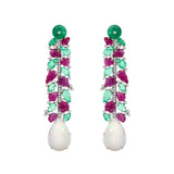 Earrings with Opal Emerald and Rubies