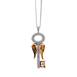 Diamond Key Pendant with a Gold Chain