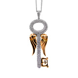 Diamond Key Pendant with a Gold Chain