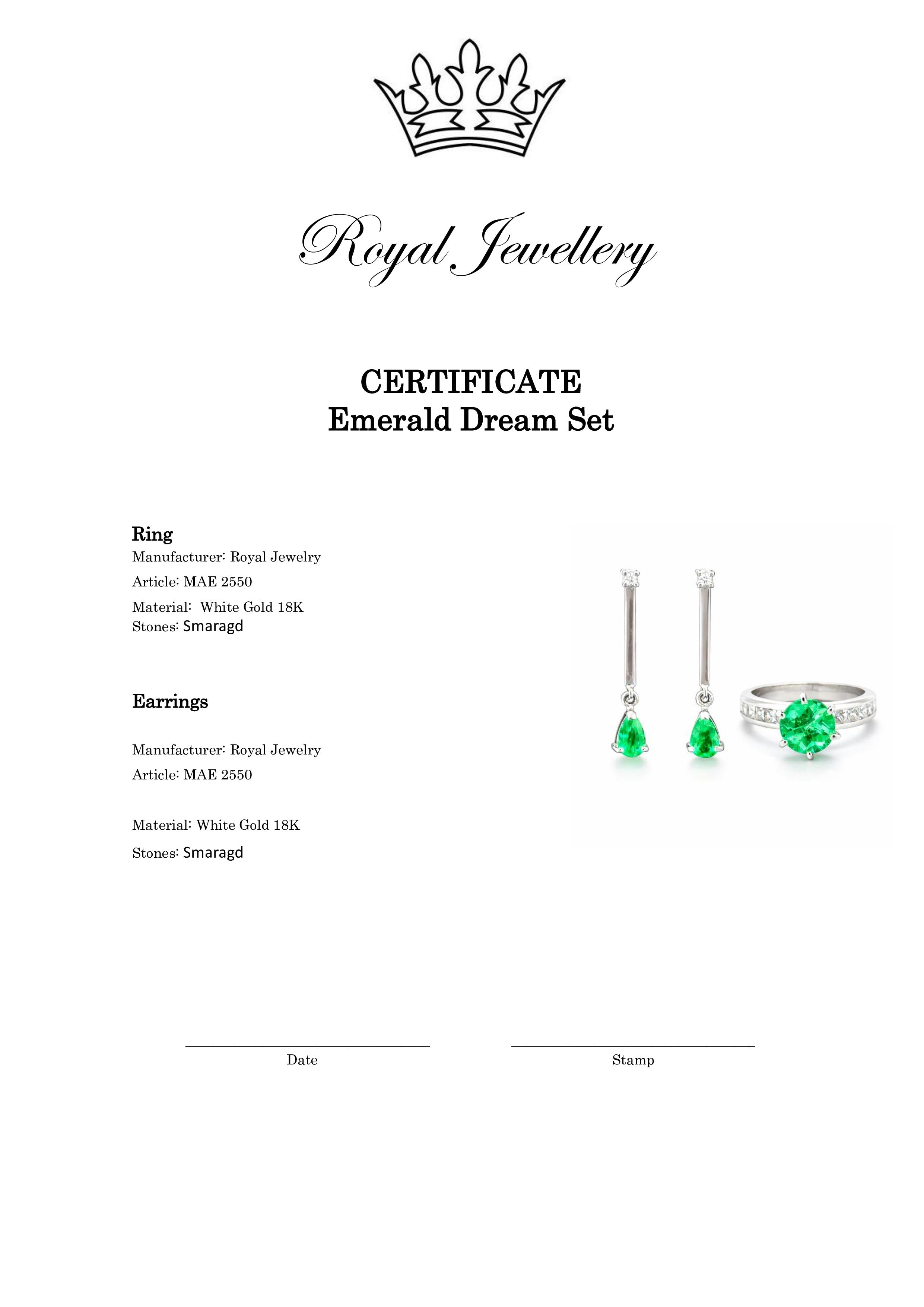 Ring und Ohrringe mit Smaragd aus Weißgold – Royal Jewellery Collection