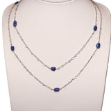 Busatti Sapphire & Diamond Necklace 18K White Gold – Elegant 90 cm Long Luxury Chain
