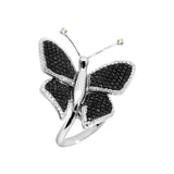 Butterfly Ring WG with Black Diamonds