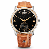 Maurice Lacroix automatic watch black dial big date luxury dress watch front view