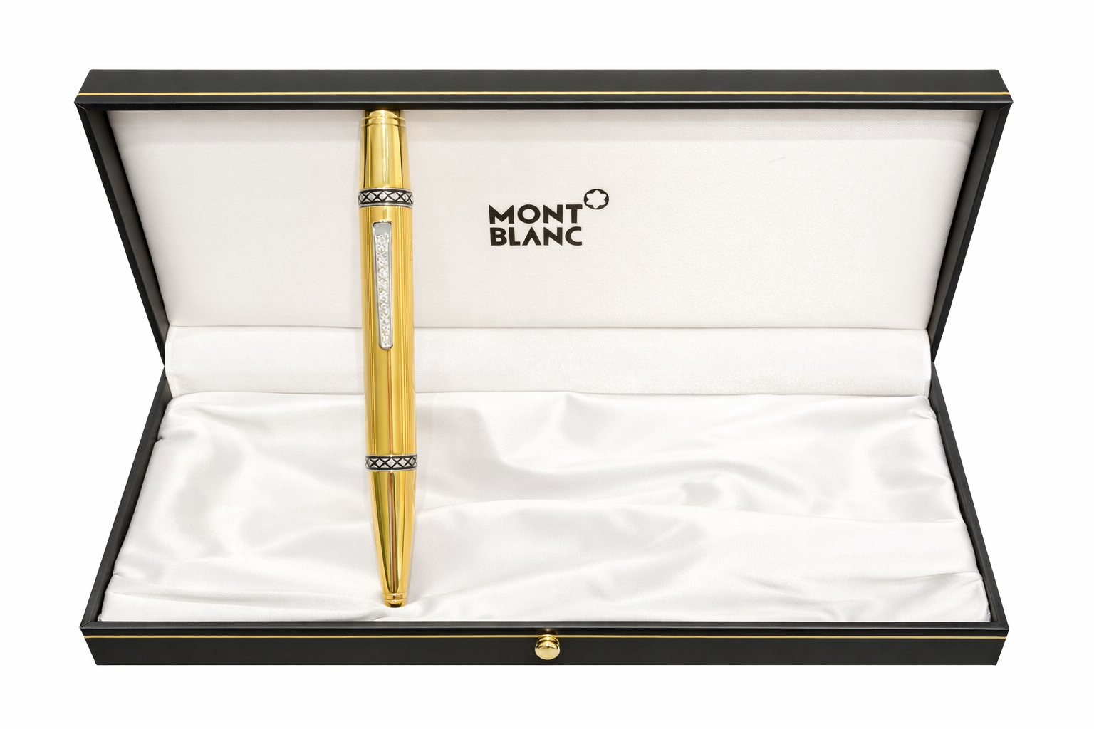 Montblanc gold fountain pen with 0.22ct diamond details