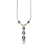 Necklace with Diamonds Sapphires Onyx and Natural Pearl