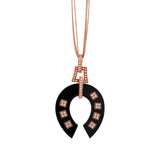 Horseshoe Necklace with Diamonds and Onyx