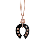 Luxury 18K rose gold pendant necklace with black onyx and brilliant diamonds