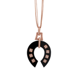 Luxury 18K rose gold pendant necklace with black onyx and brilliant diamonds
