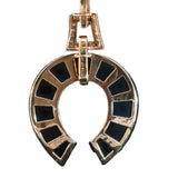 Horseshoe Lucky charm Diamond and Black Onyx Pendant in Rose Gold