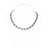 Tennis Necklace with Diamonds and Sapphires