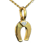 Yellow Gold Horseshoe Diamond Pendant Necklace