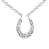 White Gold Diamond Horseshoe Pendant Necklace – Lucky Equestrian Jewelry