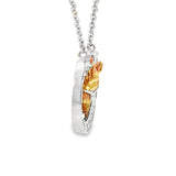 White & Rose Gold Horseshoe Equestrian Charm Necklace with Diamonds & Ruby Eye