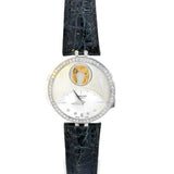 Sarcar Ladies 18K White Gold Diamond Watch with Lucky Horseshoe – Quartz Luxury Timepiece