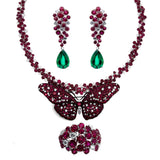 Collier Earrings and Ring 'Butterfly' Ruby Set