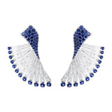 Blue Sapphire & Diamond Earrings | VVS-VS | 18K White Gold | Royal Jewellery