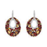 Earrings with Diamonds and Red Sapphires