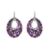 Trimoro Earrings with Diamonds, Sapphires and Amethysts