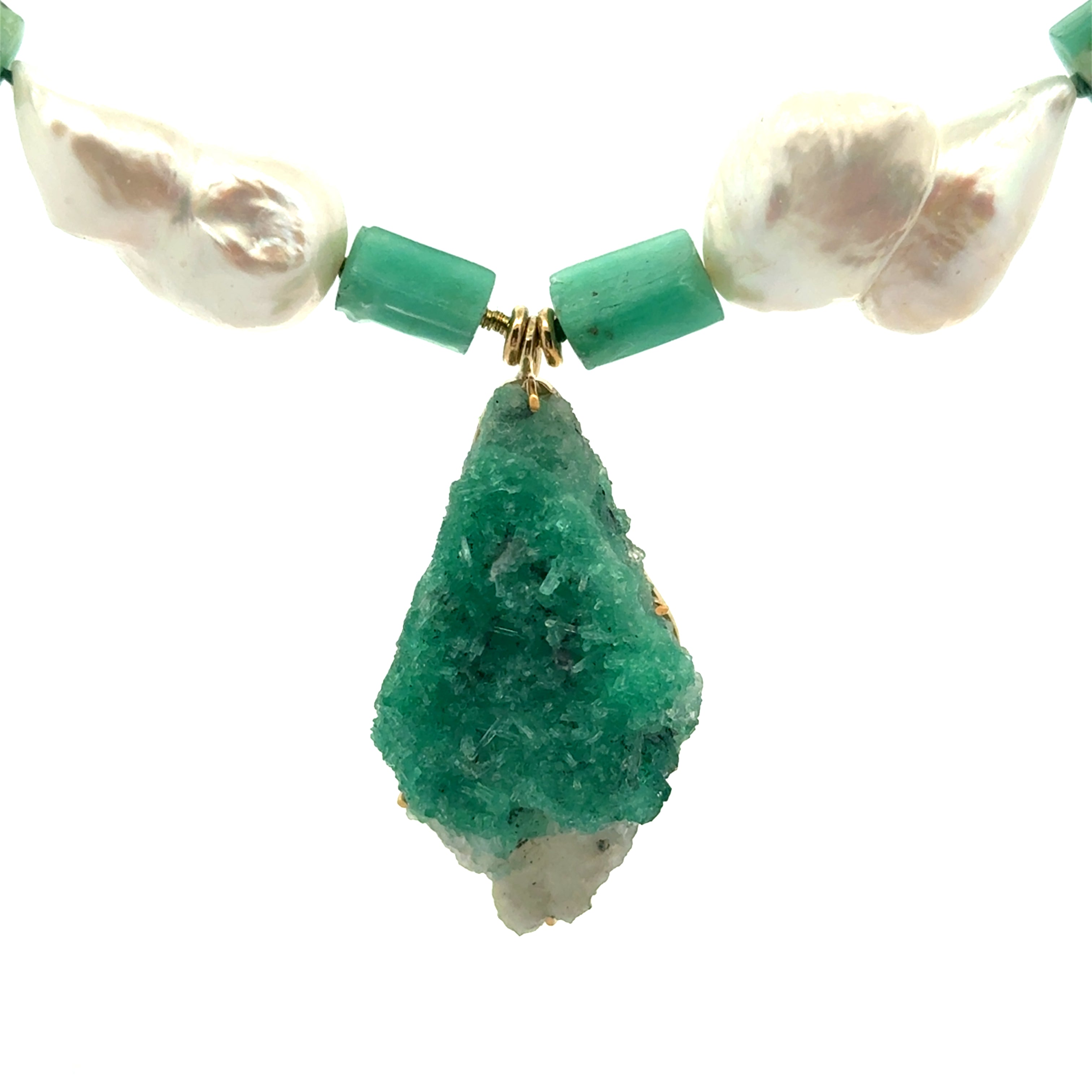 18K gold emerald and pearl jewelry set Muzo Colombia emeralds natural pearls