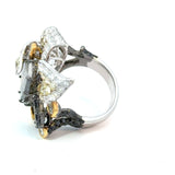 Gold Diamond Ring with Grey Diamonds & Fancy Pear Shaped Diamonds – Luxury Statement Ring