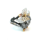 Gold Diamond Ring with Grey Diamonds & Fancy Pear Shaped Diamonds – Luxury Statement Ring