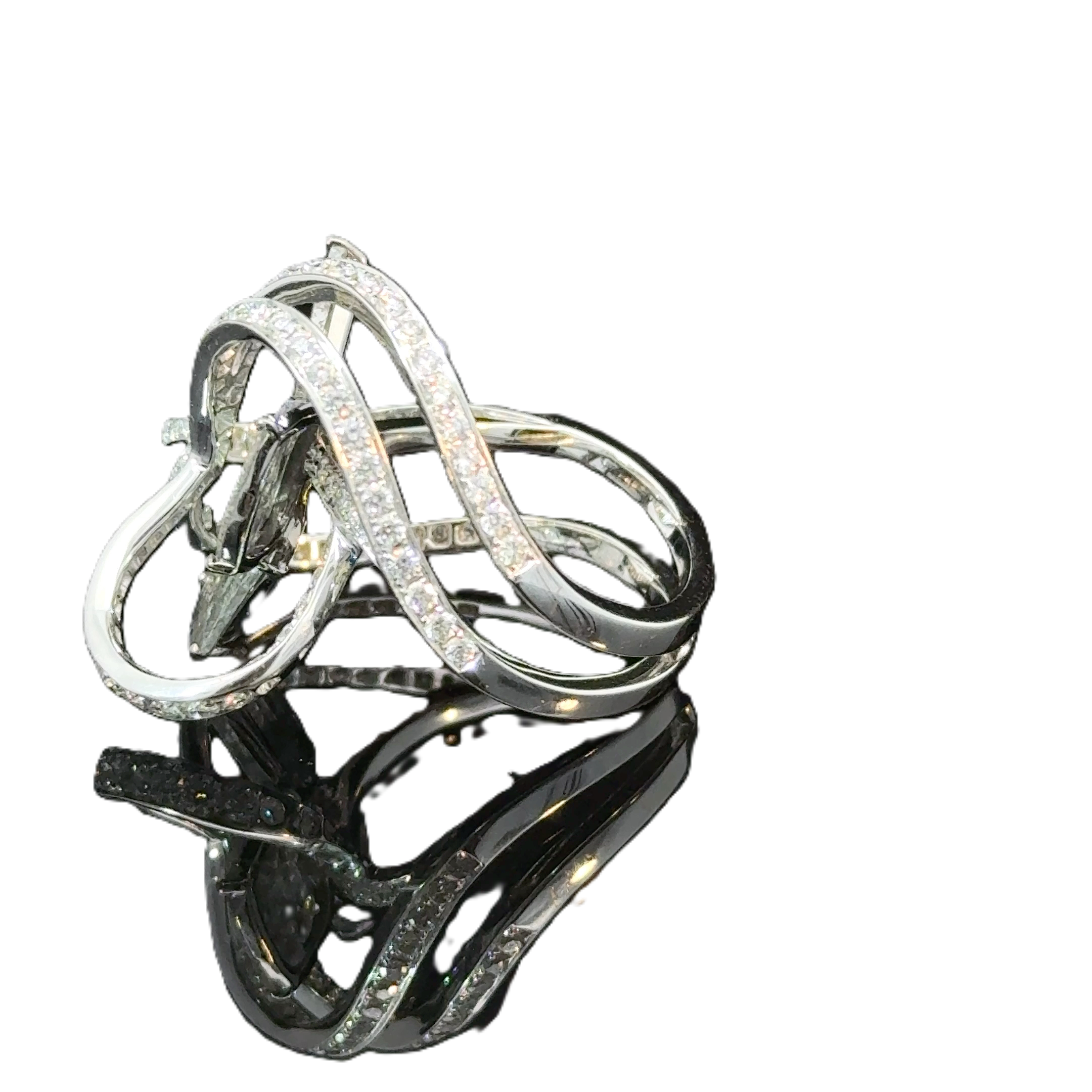 designer ring with natural grey diamonds pavé setting