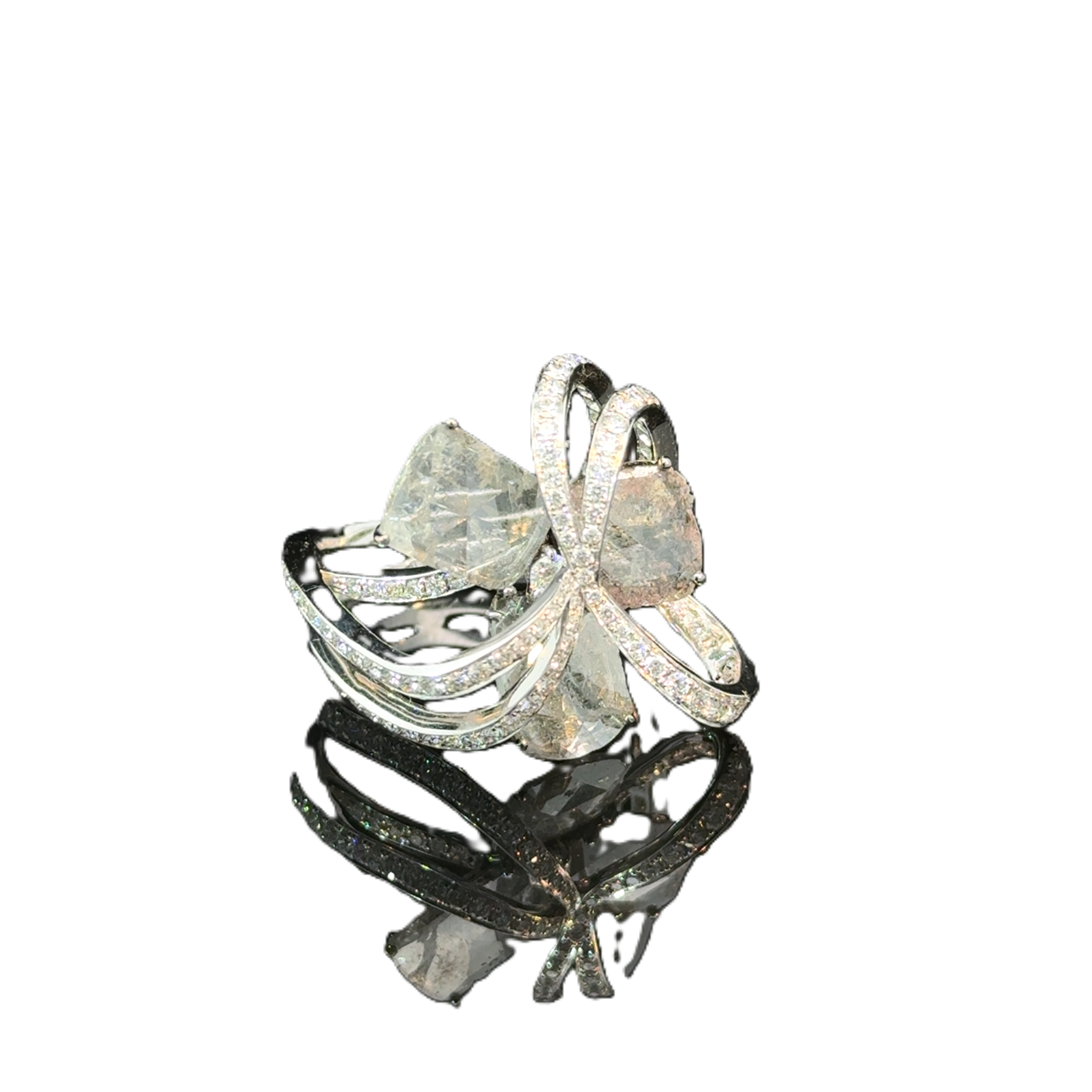 grey diamond ring 18K white gold luxury jewelry