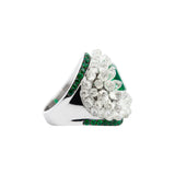Emerald Ring with Rare Briolette Diamonds