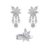 Flower Diamond Set Ring and Earrings