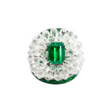 Emerald Ring with Rare Briolette Diamonds