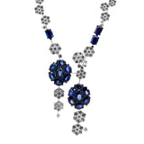 Sapphire and Diamonds Jewelry Set Collier Earrings and Ring