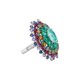 Baroque style Ring with Tourmaline and Emerald