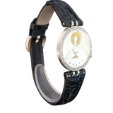 Sarcar Ladies 18K White Gold Diamond Watch with Lucky Horseshoe – Quartz Luxury Timepiece
