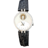 Sarcar Ladies 18K White Gold Diamond Watch with Lucky Horseshoe – Quartz Luxury Timepiece