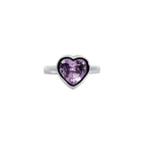 Heart White Gold Ring with Amethyst