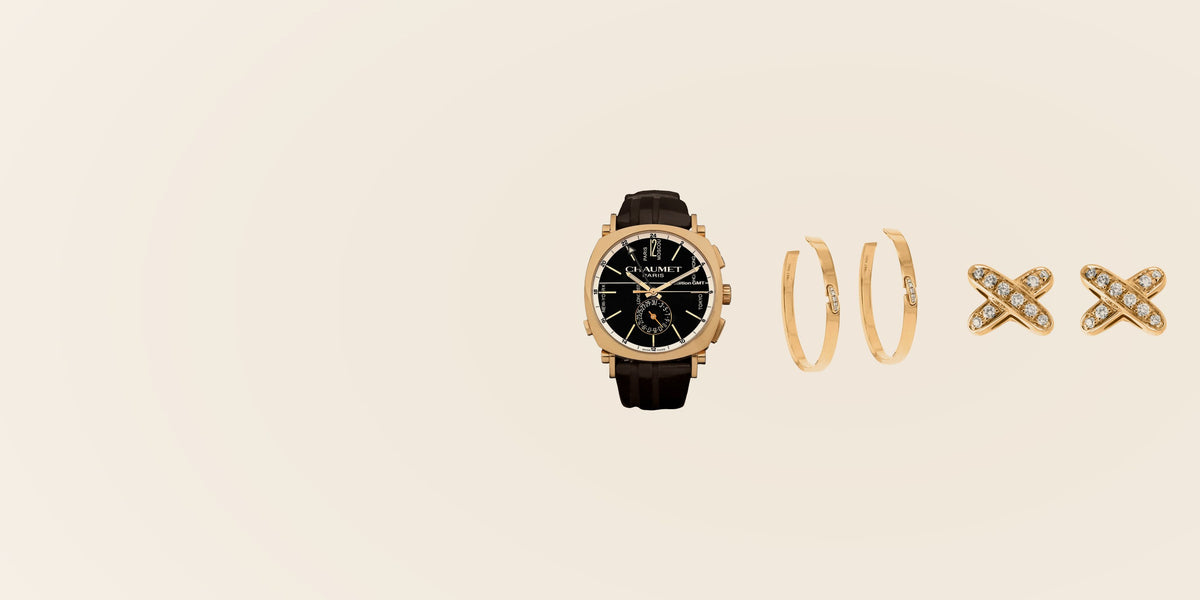 Chaumet Dandy GMT in 18K Roségold mit Liens Creolen und Ohrsteckern aus Gold