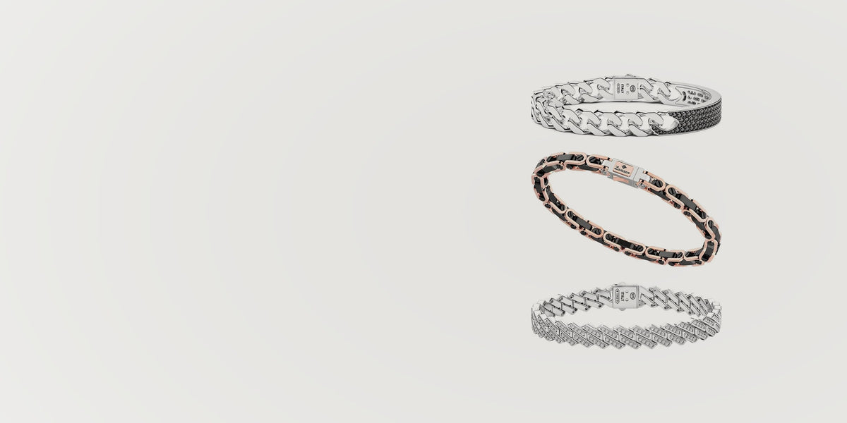 Zancan Herrenarmbänder aus Sterlingsilber, Roségold und Keramik