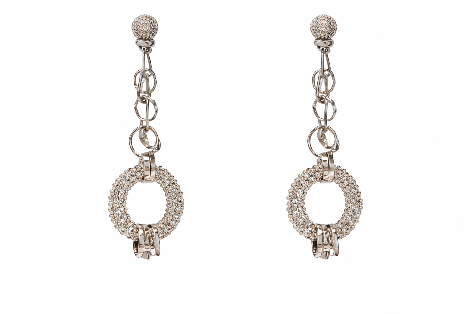 Orlando Orlandini Earrings 18K White Gold 9g Diamonds 0.07ct Italian Designer Jewelry