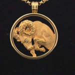 Carrera zodiac Aries pendant in yellow gold with chain, luxury jewelry piece